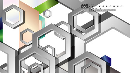 Abstract geometric background with hexagon jewels color compositions. Vector illustration