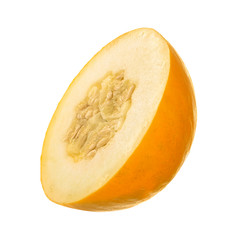 half of yellow melon isolated on white background
