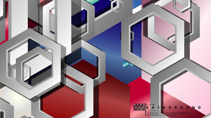 Abstract geometric background with hexagon jewels color compositions. Vector illustration