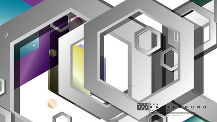 Abstract geometric background with hexagon jewels color compositions. Vector illustration