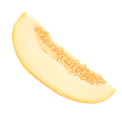 slice of yellow melon isolated on white background