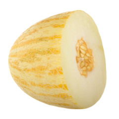 half of yellow melon isolated on white background