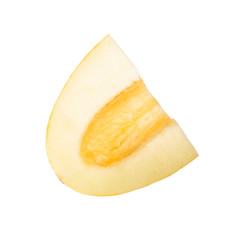 slice of yellow melon isolated on white background