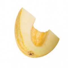 slice of yellow melon isolated on white background