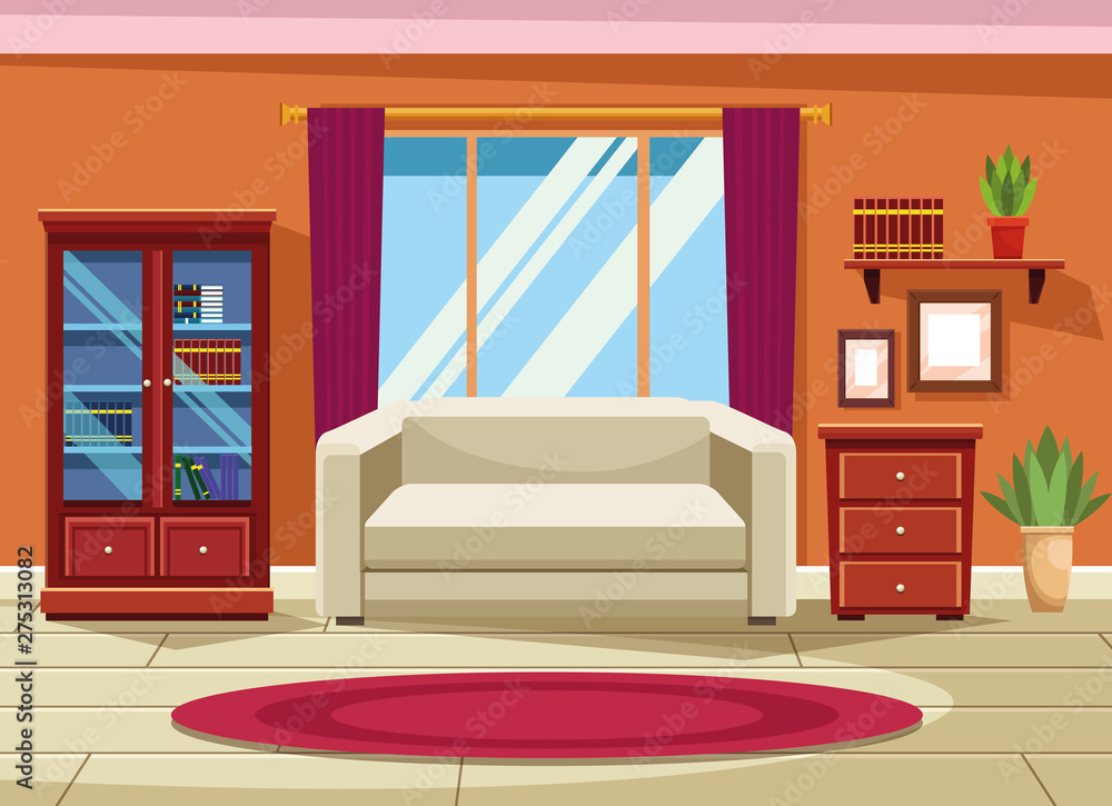 Wall mural house interior with furniture scenery