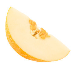 slice of yellow melon isolated on white background