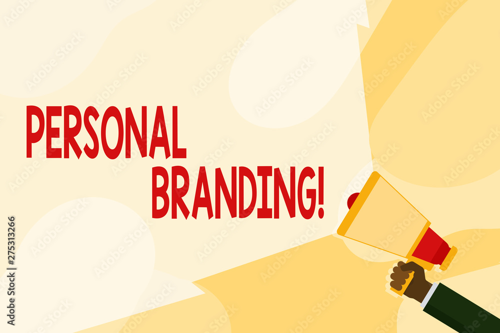 Poster Text sign showing Personal Branding. Business photo text process of creating a recognizable professional name Hand Holding Megaphone with Blank Wide Beam for Extending the Volume Range
