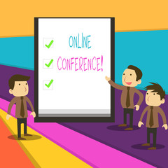 Word writing text Online Conference. Business photo showcasing online service by which you can hold live meetings