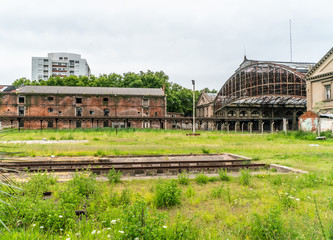 abandoned Railway station at the edge of the town of Montevideo in Uruguay