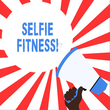 Word writing text Selfie Fitness. Business photo showcasing Taking pictures of oneself during workout or inside the gym