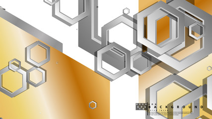 Abstract geometric background with hexagon metal color composition. Vector illustration