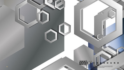 Abstract geometric background with hexagon metal color composition. Vector illustration