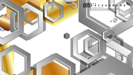 Abstract geometric background with hexagon metal color composition. Vector illustration