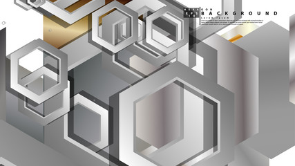 Abstract geometric background with hexagon metal color composition. Vector illustration