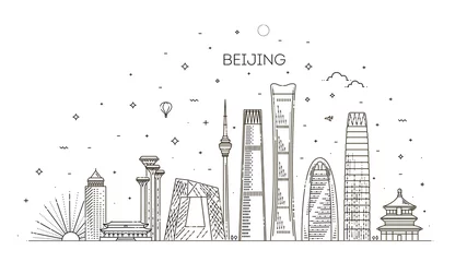 Fototapeten Beijing skyline with panorama in sky background © tettygreen