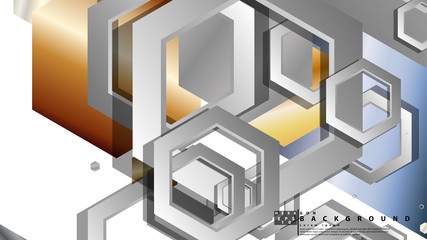 Abstract geometric background with hexagon metal color composition. Vector illustration