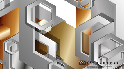 Fototapeta premium Abstract geometric background with hexagon metal color composition. Vector illustration