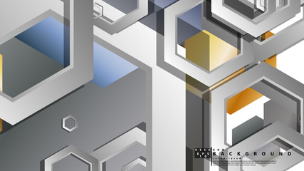 Abstract geometric background with hexagon metal color composition. Vector illustration