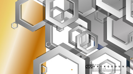 Abstract geometric background with hexagon metal color composition. Vector illustration