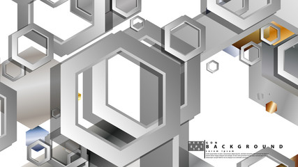 Abstract geometric background with hexagon metal color composition. Vector illustration