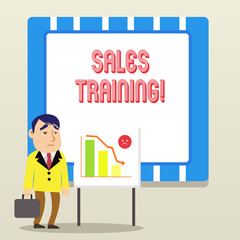 Word writing text Sales Training. Business photo showcasing train salesshowing the methods of great sales techniques