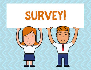 Writing note showing Survey. Business concept for research method used for collecting data from a predefined group