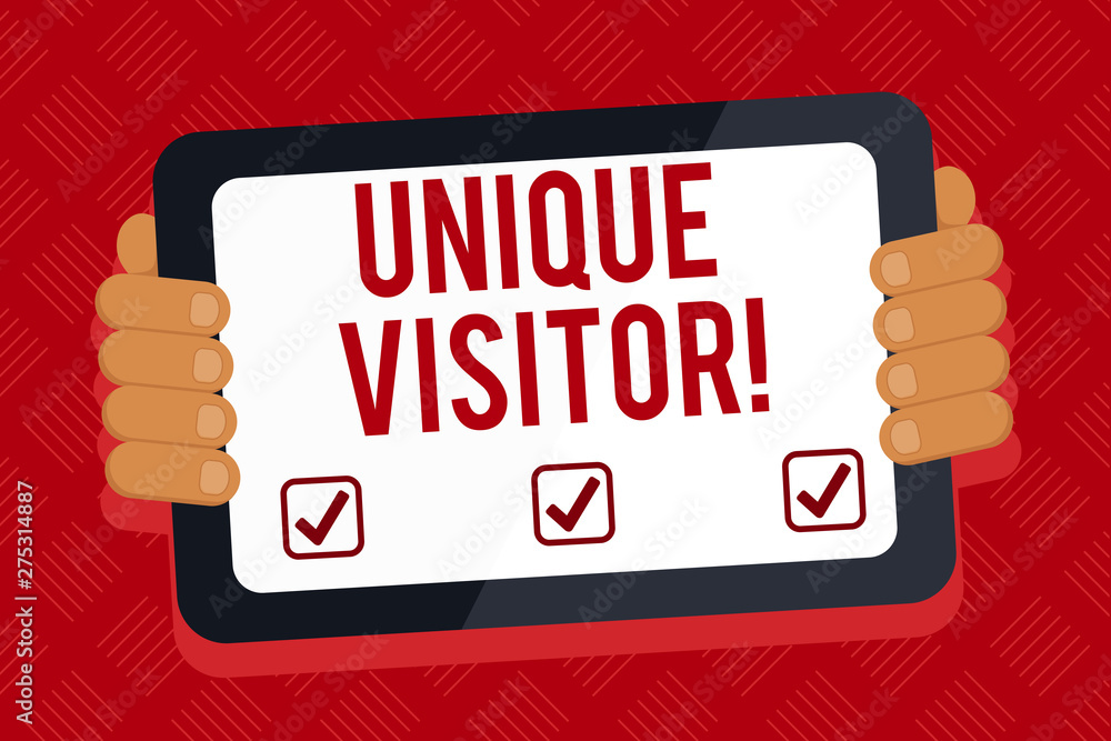 Aufkleber conceptual hand writing showing unique visitor. concept meaning individuals who have visited a web s