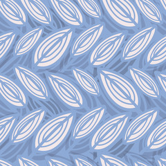 Blue abstract leaf seamless pattern. Graphic element for textured background
