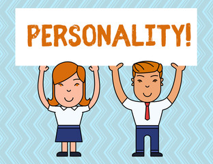 Writing note showing Personality. Business concept for combination characteristics that form individuals character