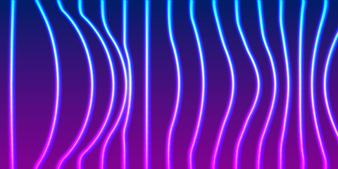 Neon lines background with glowing 80s new retro vaporwave or synthwave style