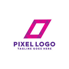 Pixel Logo For Technology Design With Colorful Style Concept. Digital Logo Company with Pixel Concept. Triangle and Geometry Symbols. Letter Icon for Business, website, Studio, Media, Internet.