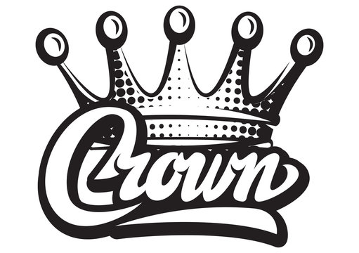 Vector illustration with crown and calligraphic inscription. Isolated clipart