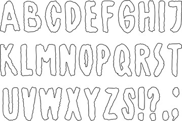 Vector image of an alphabet of outlines latin letters