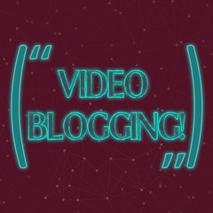 Text sign showing Video Blogging. Business photo showcasing form of blog for which the medium is video Web television Seamless Digital Array of Nodes with Connecting Lines Forming Uneven Grid