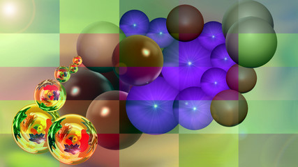 Sfondo astratto con sfere in 3D colorate 