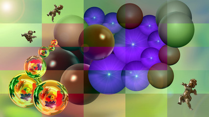 Sfondo astratto con sfere in 3D colorate 