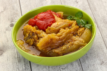 Caucasian cuisine - baked eggplant and tomato