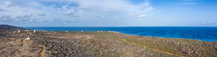 Fototapeta na wymiar Aerial view over Watamula on the western side of Curaçao/Caribbean /Dutch Antilles