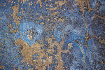 Rough extreme worn ground blue painted grunge vintage texture background