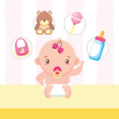 little girl bear bottle rattle bib baby shower card