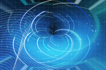 Fototapeta premium abstract, blue, design, wave, illustration, light, technology, line, lines, curve, wallpaper, digital, art, pattern, backdrop, graphic, waves, color, business, gradient, shape, texture, computer