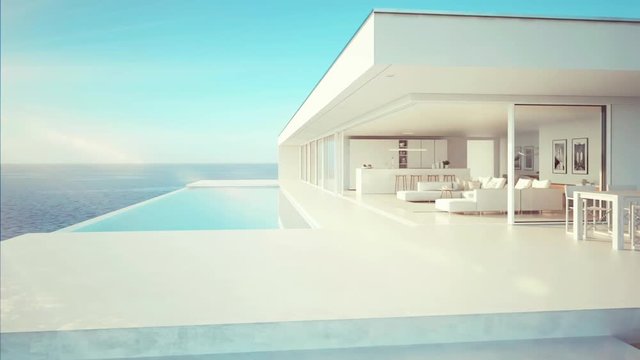 3D-Illustration. modern luxury summer villa with infinity pool