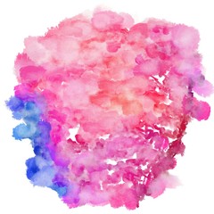 circular painting with pastel magenta, medium violet red and royal blue watercolor graphic background illustration