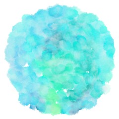 circular painting with sky blue, turquoise and pale turquoise watercolor graphic background illustration