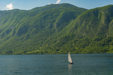 magnificent landscape of mountains in Slovenia, lake Bohinj