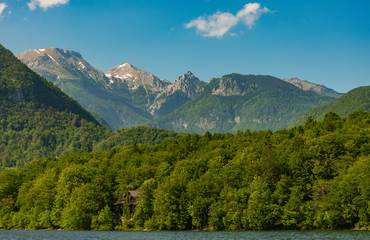 magnificent landscape of mountains in Slovenia, lake Bohinj