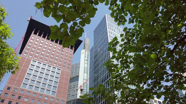 business area in Frankfurt city with skyscrapers, Juni 2019