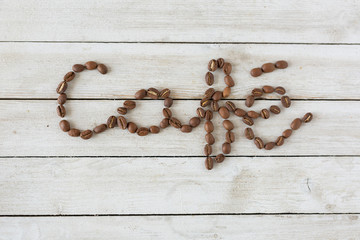 Cafe Written in Loose Coffee Beans