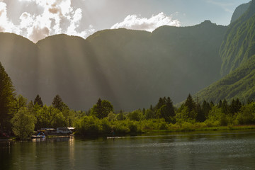magnificent landscape of mountains in Slovenia, lake Bohinj