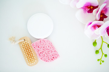 Set for spa and cellulite removal on white background